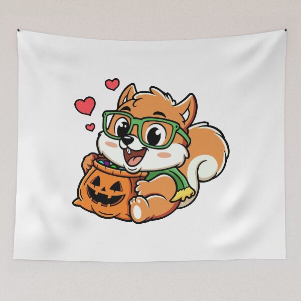 Item preview, Cute Squirrel with Halloween Pumpkin designed and sold by mex-art.