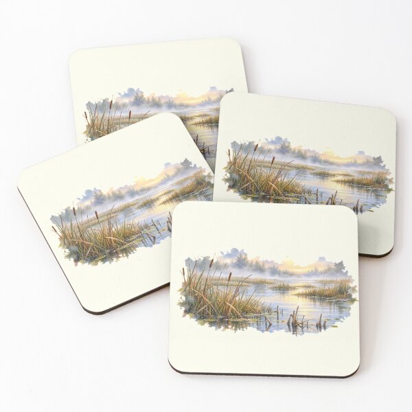 Item preview, Marsh Edge | Quiet Wetland Watercolor Landscape designed and sold by SusanSweetArt.