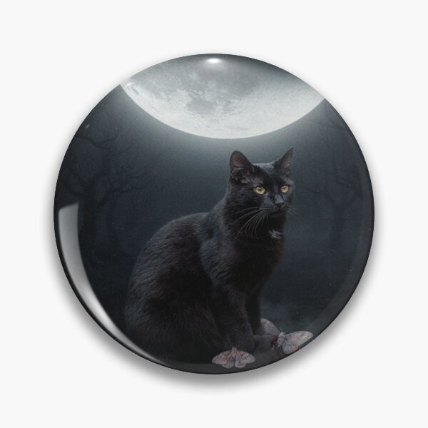 Item preview, Black Cat Beneath a Gothic Crescent Moon designed and sold by JanjjaSoulInk.