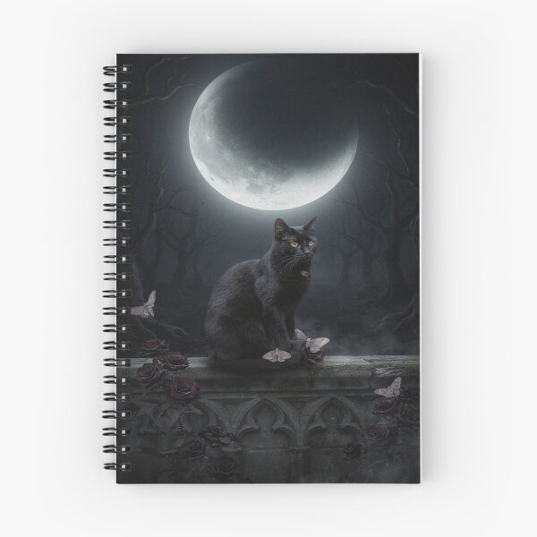 Item preview, Black Cat Beneath a Gothic Crescent Moon designed and sold by JanjjaSoulInk.