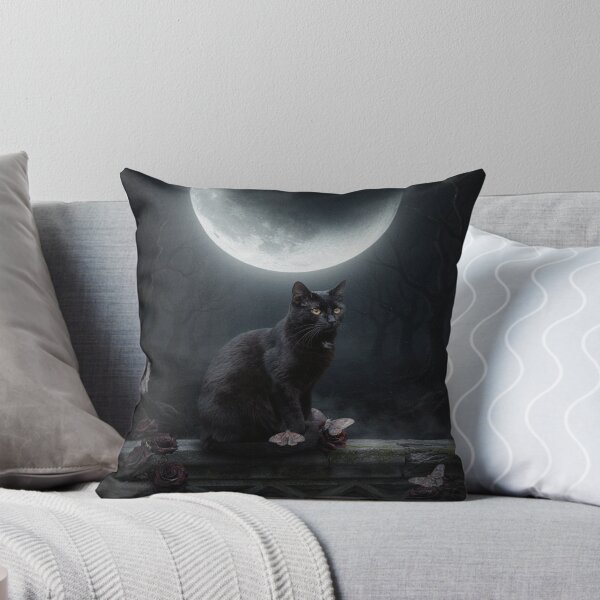 Item preview, Black Cat Beneath a Gothic Crescent Moon designed and sold by JanjjaSoulInk.