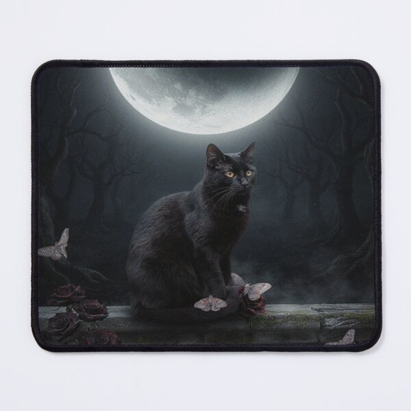 Item preview, Black Cat Beneath a Gothic Crescent Moon designed and sold by JanjjaSoulInk.