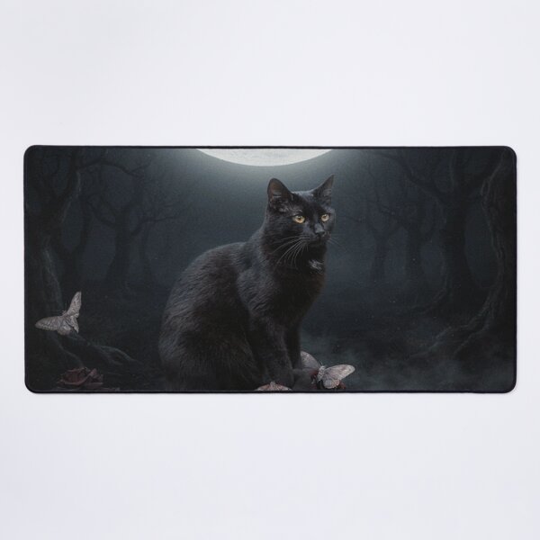 Item preview, Black Cat Beneath a Gothic Crescent Moon designed and sold by JanjjaSoulInk.
