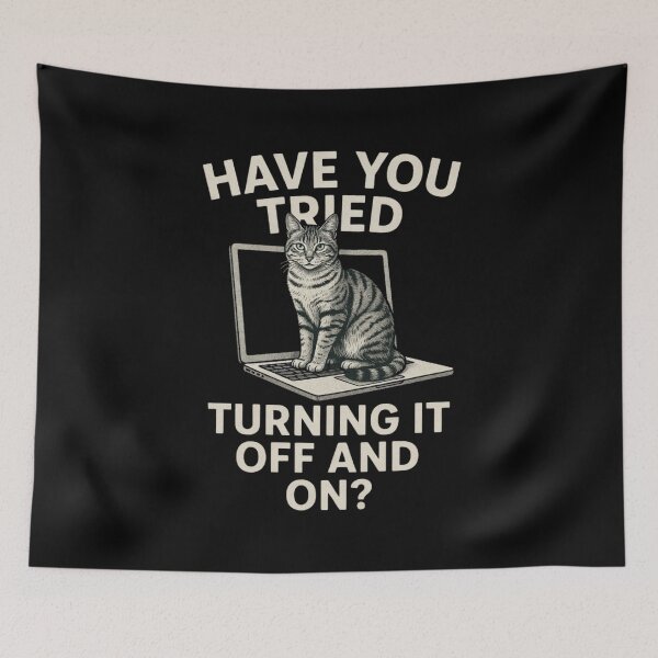 Item preview, Funny Cat Tech Engineer Have You Tried Turning It Off And On, Tech Support Humor, Computer It Guy designed and sold by Dabbing Turtle Designs.