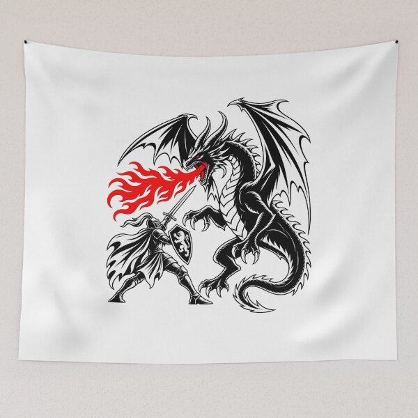 Item preview, Knight vs Dragon Fantasy Medieval Battle Graphic T-Shirt – Fantasy Knight Gift, Dragon Battle Graphic Tee designed and sold by Trendably.