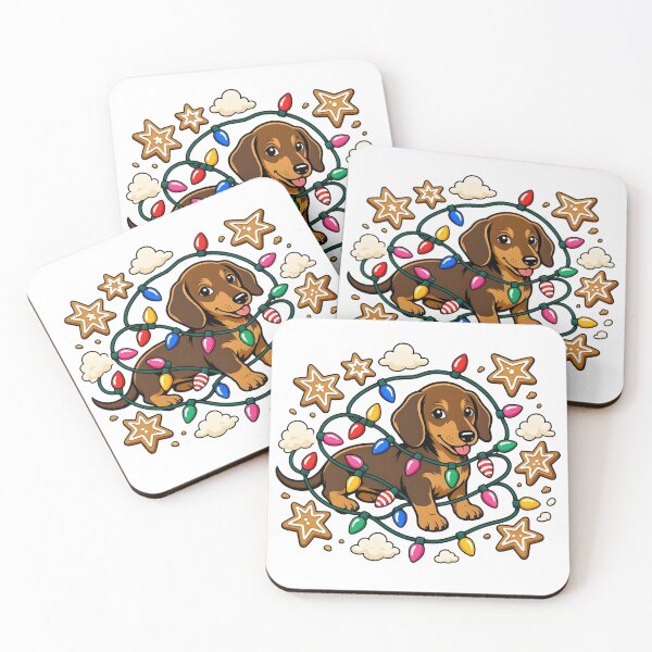 Item preview, Cute Christmas Dachshund Wrapped in Festive Fairy Lights designed and sold by CraftyValley.