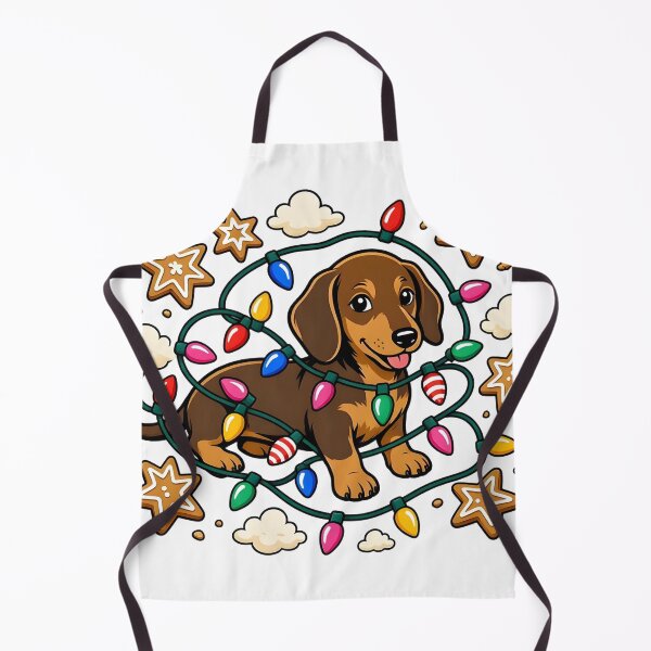 Item preview, Cute Christmas Dachshund Wrapped in Festive Fairy Lights designed and sold by CraftyValley.