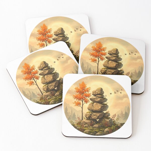 Item preview, Autumn Cairns Nature Illustration designed and sold by GabeMountainArt.