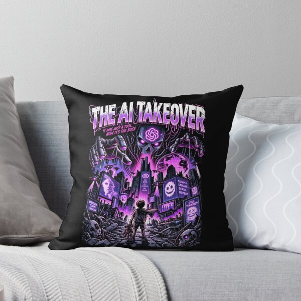 Item preview, The AI Takeover – Neon Robot Apocalypse Dystopian Horror designed and sold by SidTastic .