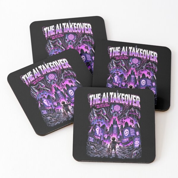 Item preview, The AI Takeover – Neon Robot Apocalypse Dystopian Horror designed and sold by SidTastic .