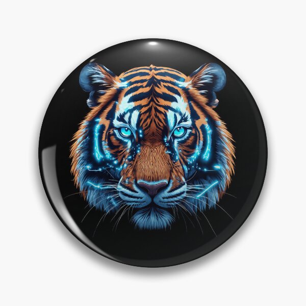 Item preview, Cybernetic Tiger Neon Blue and Copper designed and sold by Cyber Gold Studio.