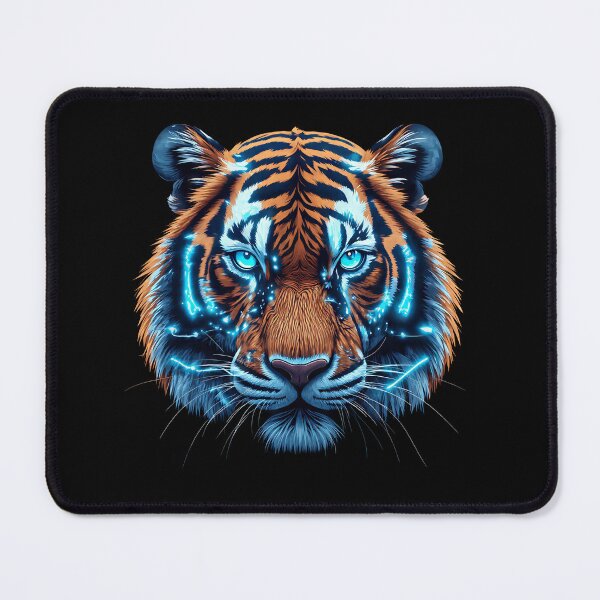 Item preview, Cybernetic Tiger Neon Blue and Copper designed and sold by Cyber Gold Studio.