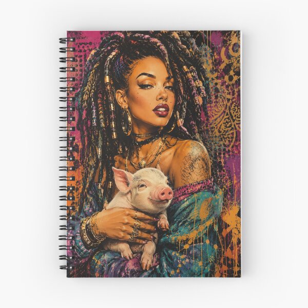 Item preview, Urban Woman with Piglet – Colorful Graffiti Portrait designed and sold by EwelinaBa.