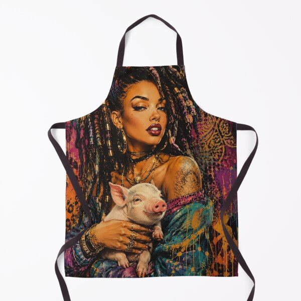 Item preview, Urban Woman with Piglet – Colorful Graffiti Portrait designed and sold by EwelinaBa.