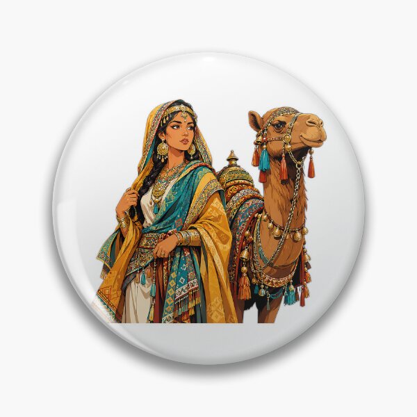 Item preview, Arabian Woman and Decorated Camel – Oriental Desert Travel Art designed and sold by Nubian Style.