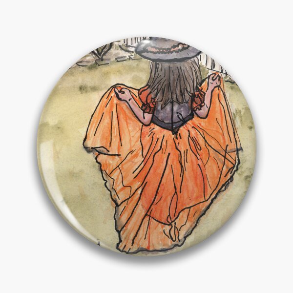 Item preview, Sage at Heart — Watercolor Halloween Girl in Orange Gown designed and sold by FaireWaveArt.