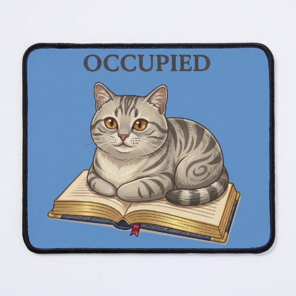 Item preview, Cute Cat Sitting on Open Book - "Occupied" Reader Humor Art designed and sold by Northern Glow Art.