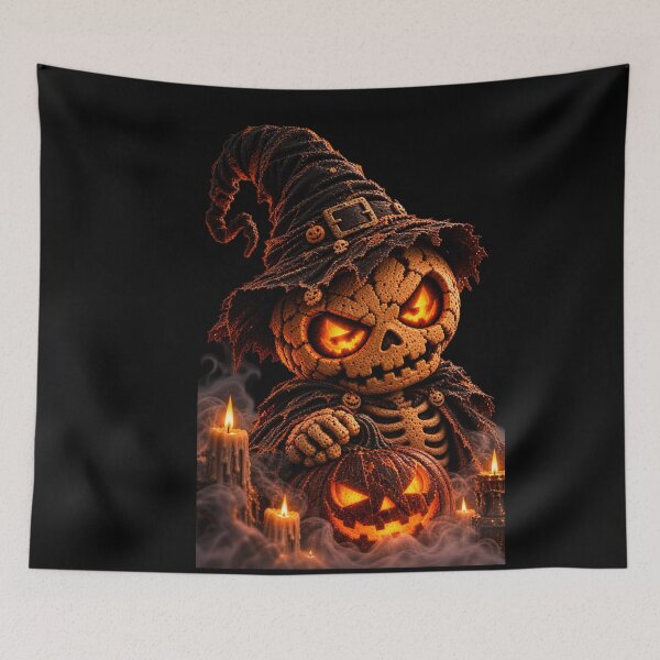 Item preview, Evil Cookie Skeleton Witch - Halloween Witch Hat Glowing Pumpkin Eyes Art designed and sold by SKELORRA.