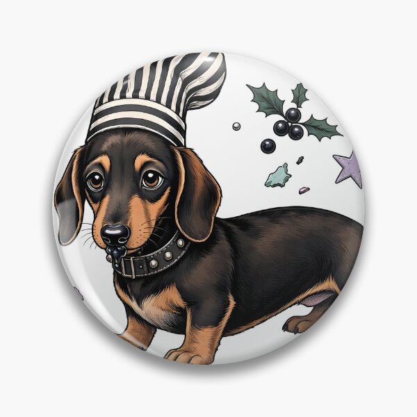 Item preview, Black and Tan Dachshund Goth Chef with Spooky Cupcakes designed and sold by CraftyValley.