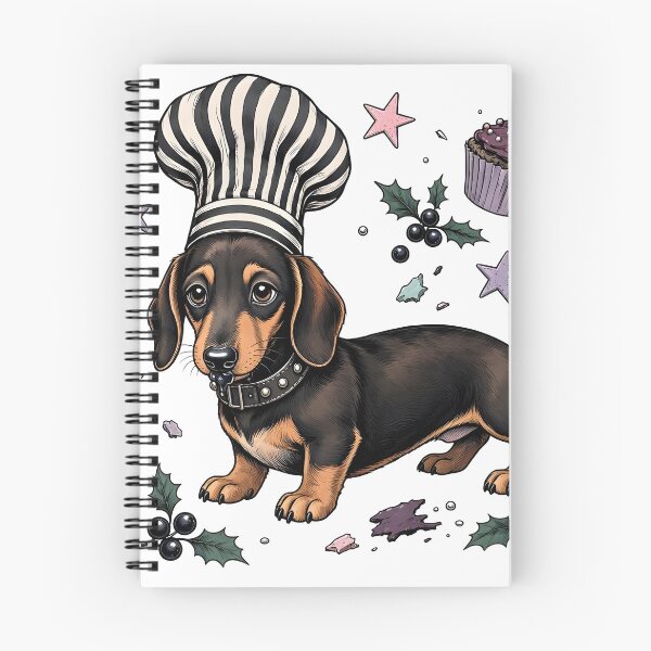 Item preview, Black and Tan Dachshund Goth Chef with Spooky Cupcakes designed and sold by CraftyValley.