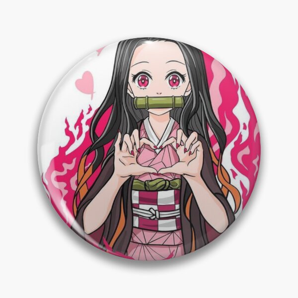 Item preview, Cute Nezuko Kawaii Heart Pose Pink Flame designed and sold by SelosoPaheng.