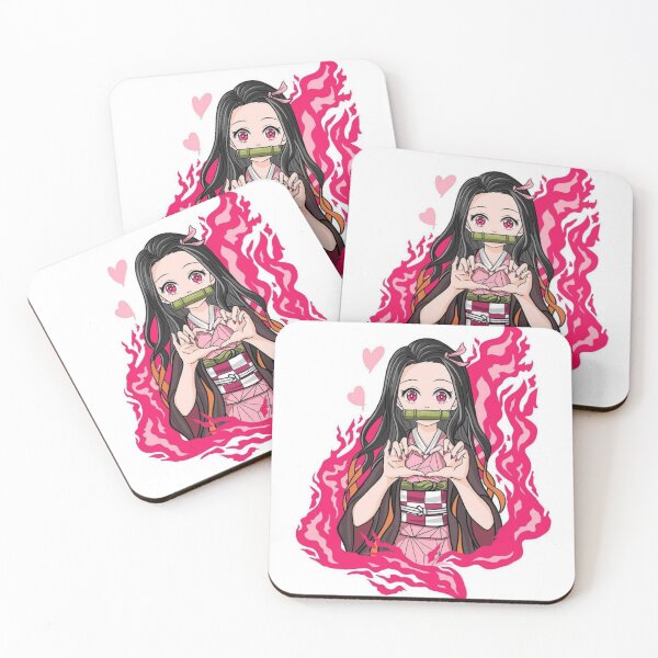Item preview, Cute Nezuko Kawaii Heart Pose Pink Flame designed and sold by SelosoPaheng.