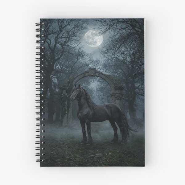 Item preview, Majestic Black Friesian Horse in a Gothic Forest designed and sold by JanjjaSoulInk.