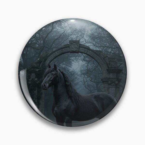 Item preview, Majestic Black Friesian Horse in a Gothic Forest designed and sold by JanjjaSoulInk.