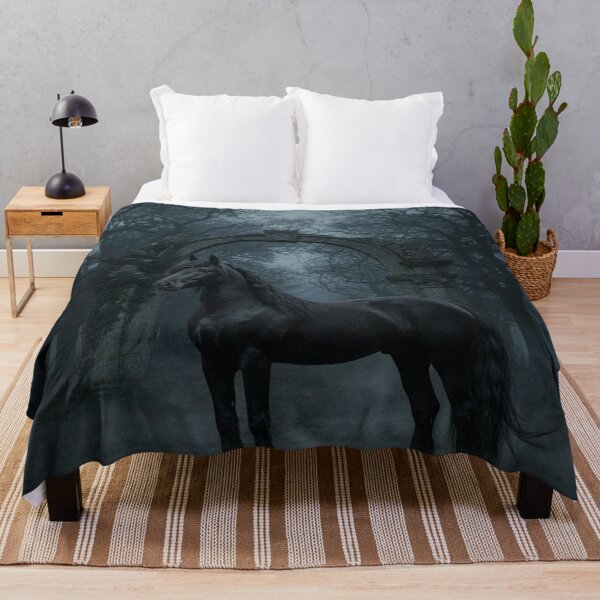 Item preview, Majestic Black Friesian Horse in a Gothic Forest designed and sold by JanjjaSoulInk.