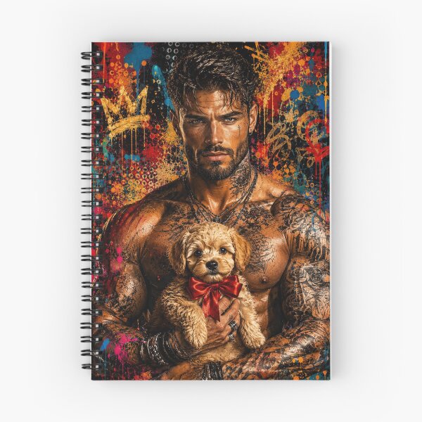 Item preview, Tattooed Man with Cute Puppy – Colorful Urban Street Art designed and sold by EwelinaBa.