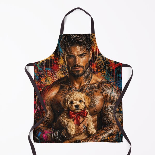 Item preview, Tattooed Man with Cute Puppy – Colorful Urban Street Art designed and sold by EwelinaBa.