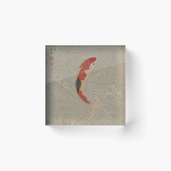 Item preview, Japanese Koi Fish in Waves - Vintage Japanese Wave Art designed and sold by artswag.