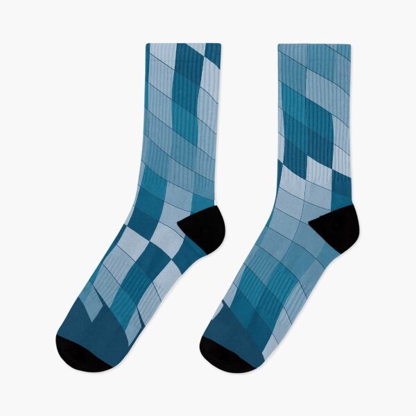 Item preview, Geometric abstract design with a structure of sheets in blue tones sticking designed and sold by Sock Garden.