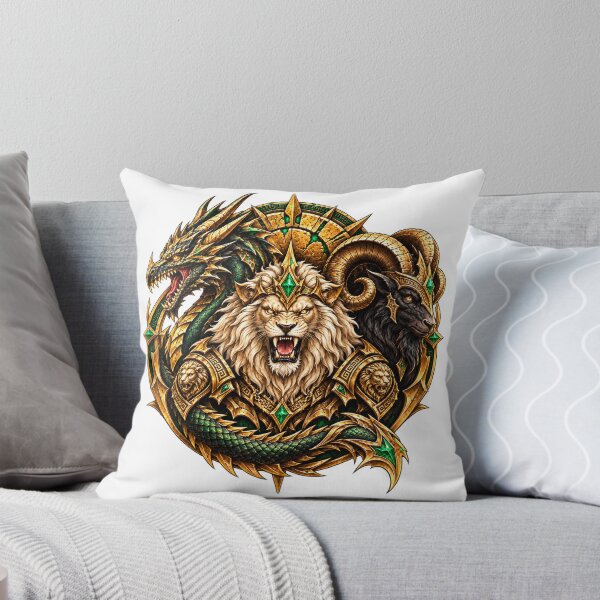 Item preview, Golden Mythic Beast Crest – Dragon Lion Ram Fantasy designed and sold by Mytology Monsters.