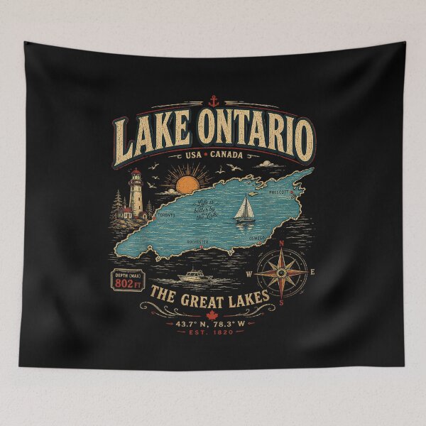 Item preview, Retro Style Vintage Lake Ontario designed and sold by Gargamal.