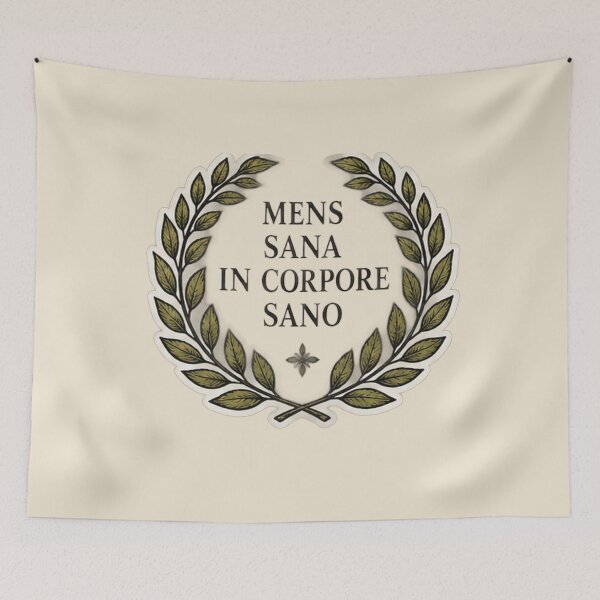 Item preview, Mens Sana In Corpore Sano Sticker | Healthy Mind Healthy Body Laurel Wreath Latin Quote designed and sold by MetaModel Editions.