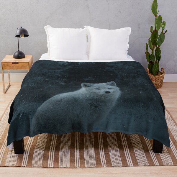 Item preview, Mystical Arctic Fox Beneath a Winter Moon designed and sold by JanjjaSoulInk.