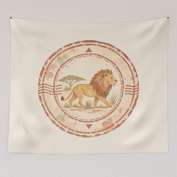 Item preview, African Lion Vintage Seal Stamp designed and sold by mycute-stickers.