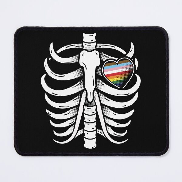 Item preview, Gay Christmas Rib cage with heart in progressive rainbow flag colors for Halloween designed and sold by Jdawnink.