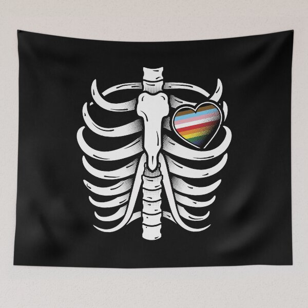 Item preview, Gay Christmas Rib cage with heart in progressive rainbow flag colors for Halloween designed and sold by Jdawnink.