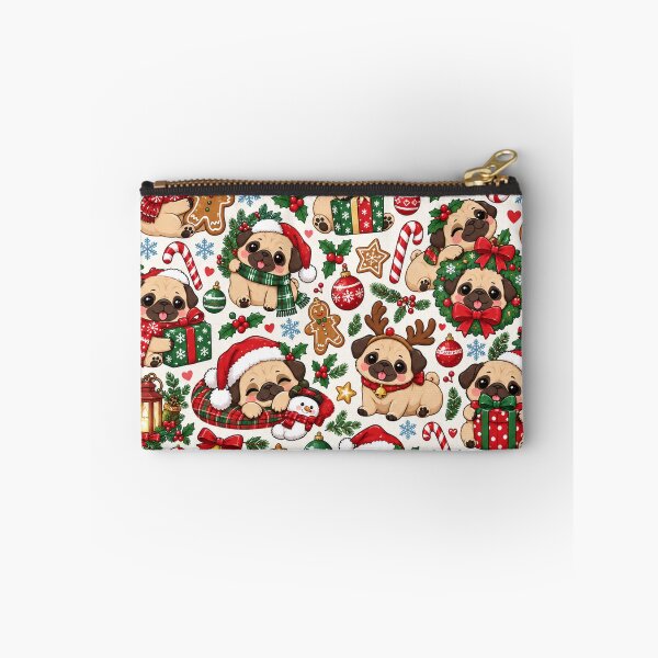 Item preview, Cute Christmas Pug Pattern – Festive Holiday Pugs designed and sold by Flower Magic .