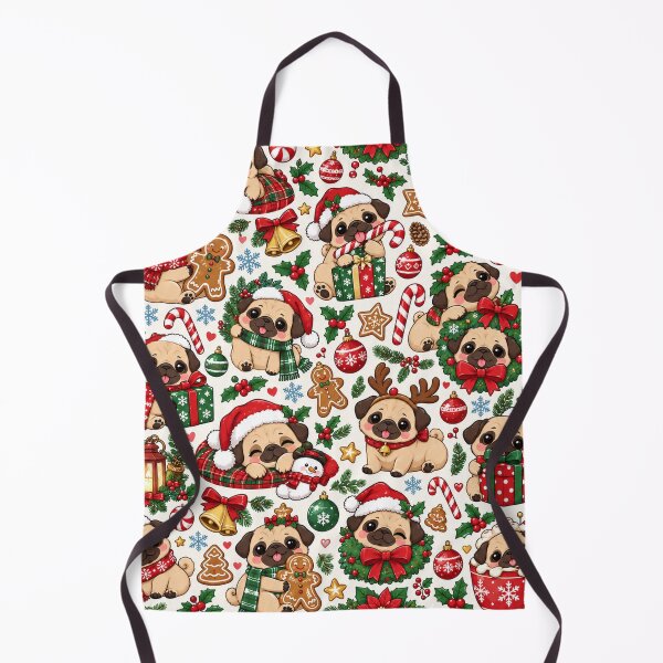 Item preview, Cute Christmas Pug Pattern – Festive Holiday Pugs designed and sold by Flower Magic .