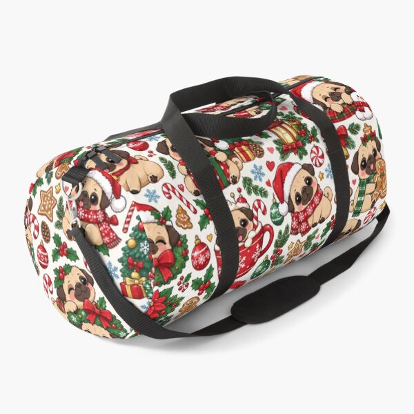 Item preview, Cute Christmas Pug Pattern – Festive Holiday Pugs designed and sold by Flower Magic .