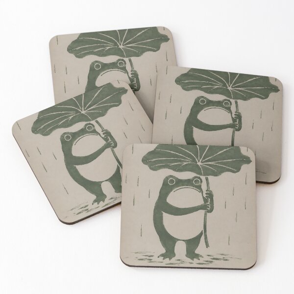 Item preview, Frog with Leaf Umbrella - Japanese Rainy Day Art designed and sold by artswag.
