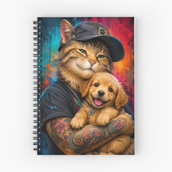 Item preview, Street Cat with Puppy – Colorful Urban Graffiti Art designed and sold by EwelinaBa.