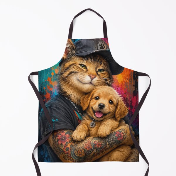 Item preview, Street Cat with Puppy – Colorful Urban Graffiti Art designed and sold by EwelinaBa.