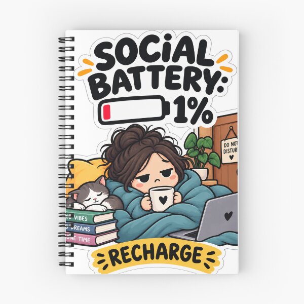 Item preview, Social Battery 1% Introvert Humor Sticker – Recharge Alone Time designed and sold by Pixel & Ponder.