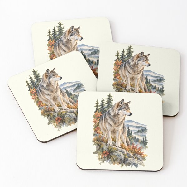 Item preview, Gray Wolf on the Ridge | Wild Mountain Wildlife Art designed and sold by SusanSweetArt.