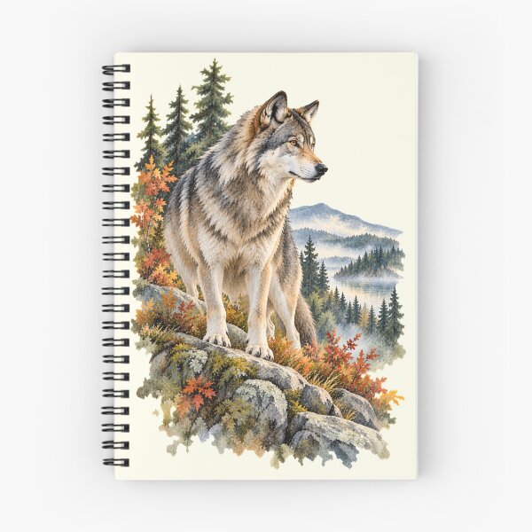 Item preview, Gray Wolf on the Ridge | Wild Mountain Wildlife Art designed and sold by SusanSweetArt.
