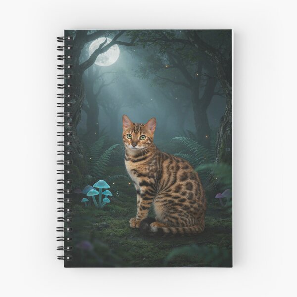 Item preview, Mystical Bengal Cat in an Enchanted Moonlit Forest designed and sold by JanjjaSoulInk.